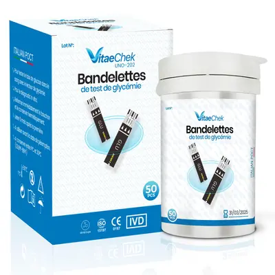 Bandes de test de glycémie VitaeChek G1 Pro GDH-FAD